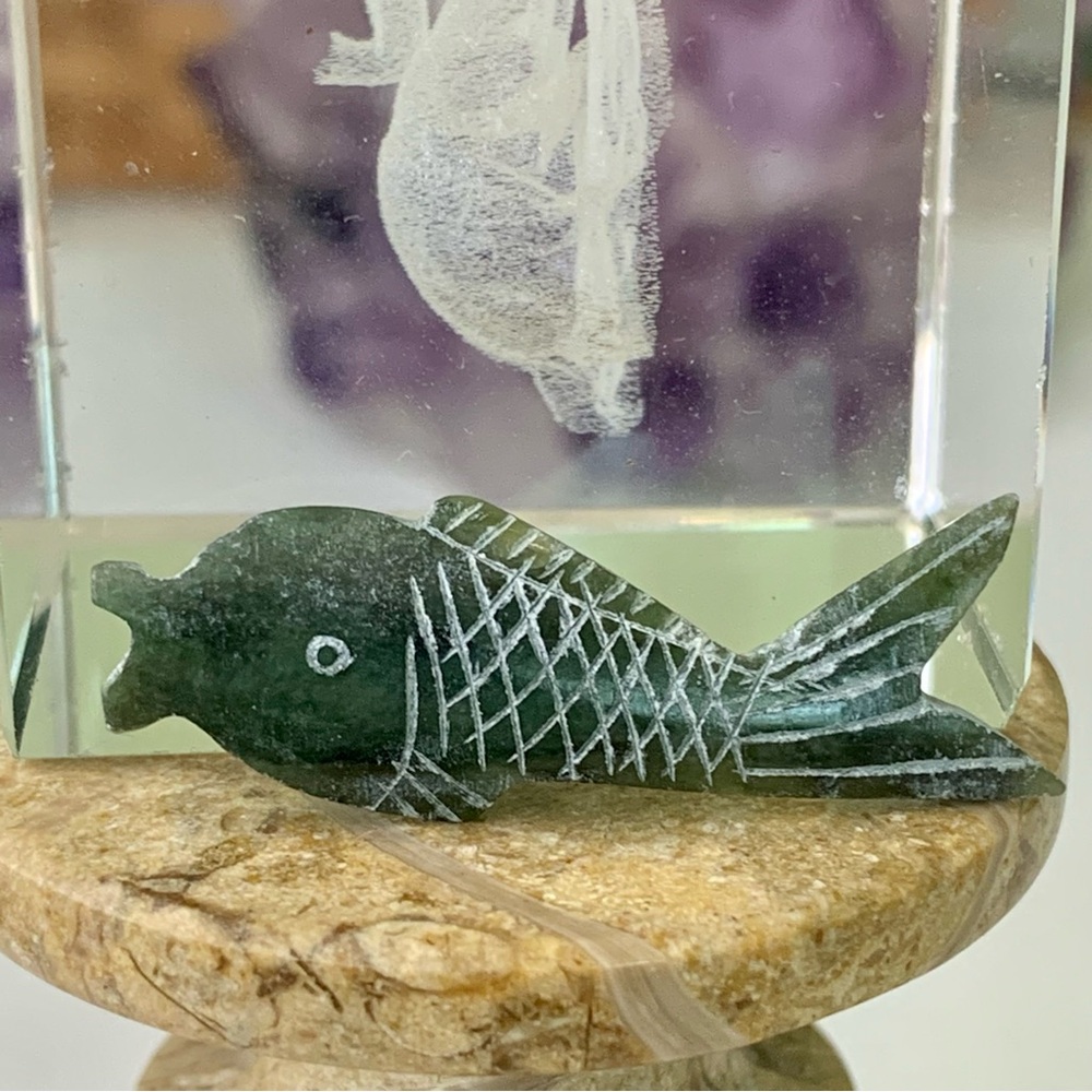 MINI Hand Carved Jade Fish Carving Cassiar Mountain British Columbia Jade 1.4"